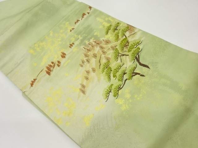 山並に木々模様織出し名古屋帯